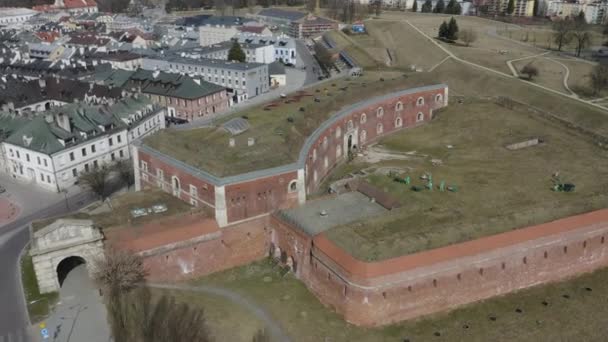 Prachtig Fort Oude Stad Zamosc Luchtfoto Uitzicht Polen Hoge Kwaliteit — Stockvideo