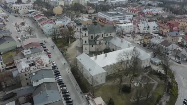 Güzel Tarihi Tebeşir Madeni Kilisesi Chelm Hava Manzarası Polonya Yüksek — Stok video