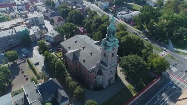 Piękny Kościół Leszno Aerial View Poland Wysokiej Jakości Materiał — Wideo stockowe