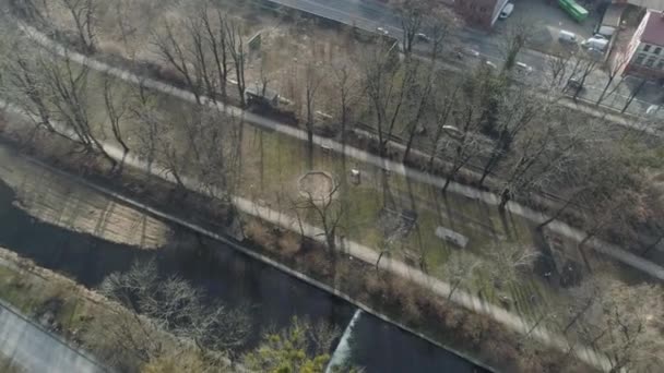 Όμορφη Παιδική Χαρά Park River Bielsko Biala Aerial View Πολωνία — Αρχείο Βίντεο