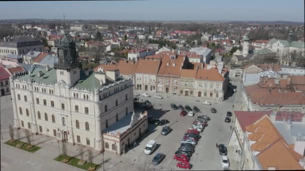 Praça Cidade Velha Bonita Jaroslaw Vista Aérea Polônia Imagens Alta — Vídeo de Stock