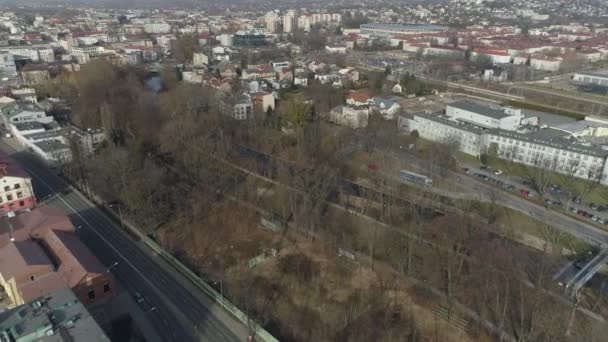Belo Downtown River Panorama Bielsko Biala Vista Aérea Polónia Imagens — Vídeo de Stock