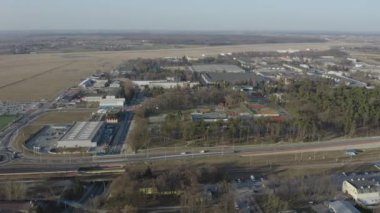 Güzel Panorama Endüstriyel Bölgesi Swidnik Hava Görüntüsü Polonya. Yüksek kalite 4k görüntü