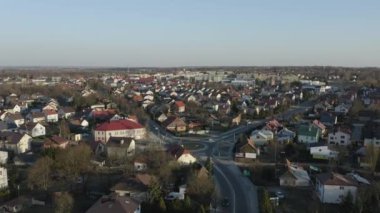 Güzel Panorama Konutları Lezajsk Havacılık Manzarası Polonya. Yüksek kalite 4k görüntü