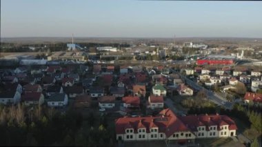 Güzel Panorama Konutları Lezajsk Havacılık Manzarası Polonya. Yüksek kalite 4k görüntü