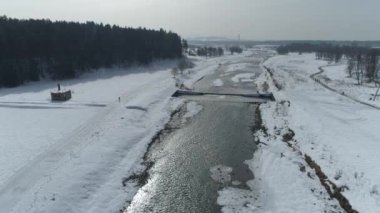 Güzel Panorama Barajı Karlı Nowy Targ Hava Manzaralı Polonya. Yüksek kalite 4k görüntü