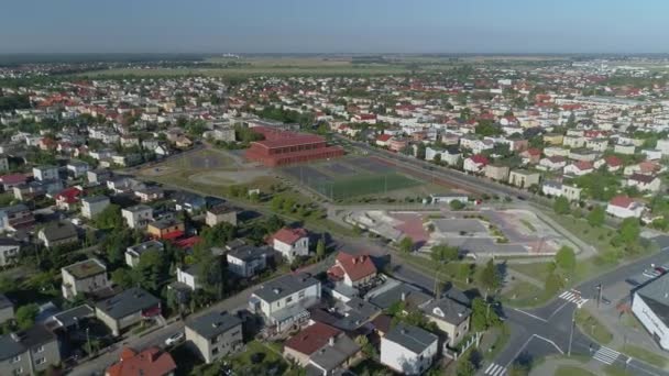 Panorama Sports Hall Skatepark Case Leszno Vista Aerea Polonia Filmati — Video Stock