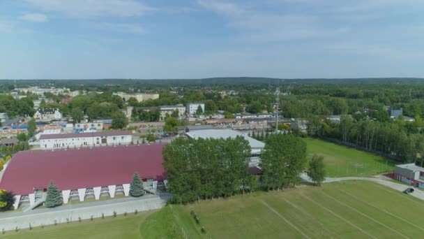 Gyönyörű Sportcsarnok Zgierz Aerial View Lengyelország Kiváló Minőségű Felvételek — Stock videók