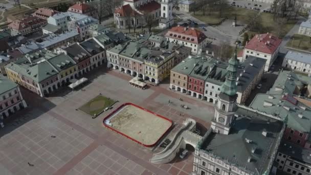 Beautiful Market Square Old Town Zamosc Aerial View Poland Vysoce — Stock video