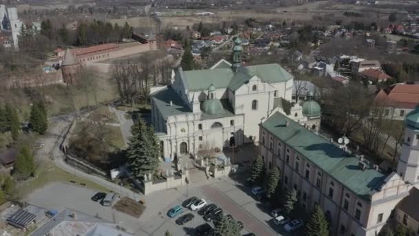 Hermosa Iglesia Colegiata Vista Aérea Jaroslaw Polonia Imágenes Alta Calidad — Vídeos de Stock