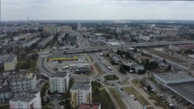 Güzel Panorama Stalowa Wola Hava Manzarası Polonya. Yüksek kalite 4k görüntü