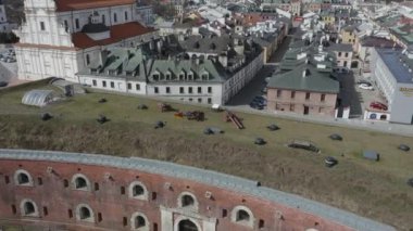 Güzel Kale Eski Şehir Zamosc Hava Manzarası Polonya. Yüksek kalite 4k görüntü