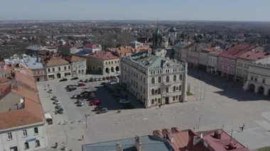 Güzel Eski Şehir Meydanı Jaroslaw Hava Manzarası Polonya. Yüksek kalite 4k görüntü