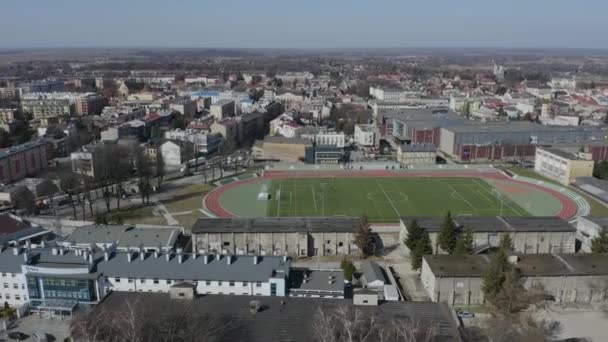 Schönes Panorama Stadion Jaroslaw Luftbild Polen Hochwertiges Filmmaterial — Stockvideo