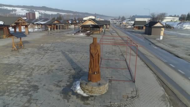 Статуя Нового Рынка Targowica Nowy Targ Вид Воздуха Польша Высококачественные — стоковое видео