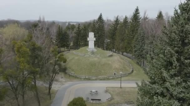Beautiful Statue Park Chelm Aerial View Poland High Quality Footage — Stock Video