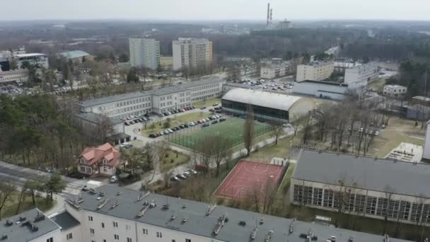 Scuola Panorama Stalowa Wola Vista Aerea Polonia Filmati Alta Qualità — Video Stock