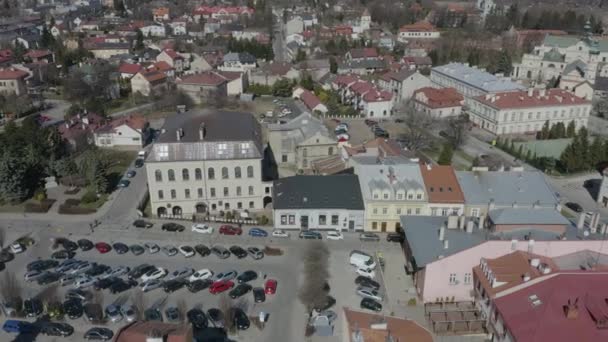 Beautiful Old Town Street Jaroslaw Aerial View Poland High Quality — Stock Video