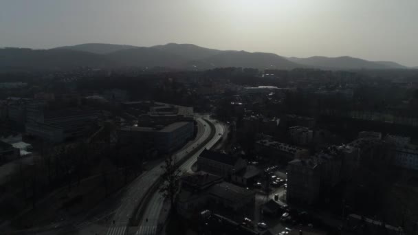 Prachtig Panorama Gebergte Bielsko Biala Luchtfoto Uitzicht Polen Hoge Kwaliteit — Stockvideo