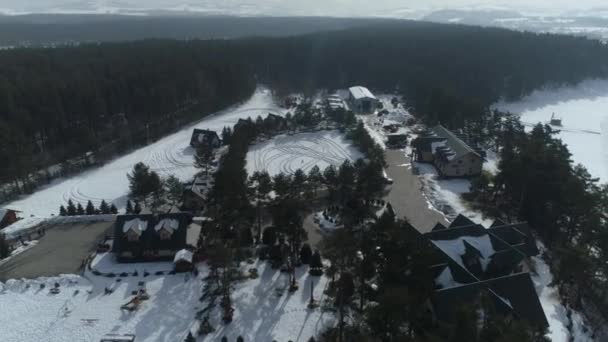 Prachtige Forest Ranch Reserve Nowy Targ Luchtfoto View Polen Hoge — Stockvideo