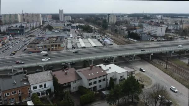Prachtig Panorama Viaduct Stalowa Wola Antenne Uitzicht Polen Hoge Kwaliteit — Stockvideo