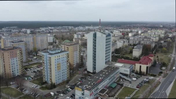 Όμορφη Skyscraper Πανόραμα Stalowa Wola Aerial View Πολωνία Υψηλής Ποιότητας — Αρχείο Βίντεο