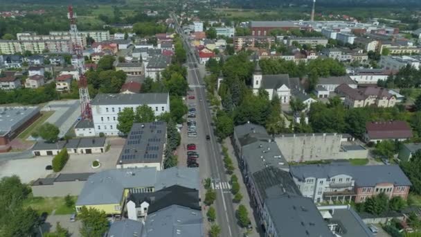Beautiful Panorama Downtown Centrum Belchatow Aerial View Polsko Vysoce Kvalitní — Stock video
