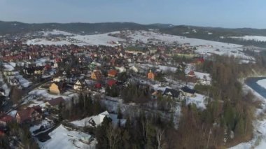 Güzel Panorama Nowy Targ Hava Görüntüsü Polonya. Yüksek kalite 4k görüntü