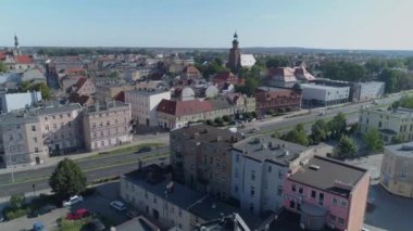 Güzel Panorama Sokağı Kilisesi Leszno Hava Manzarası Polonya. Yüksek kalite 4k görüntü