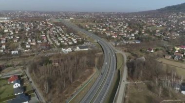 Güzel Panorama Dağları Yolu Bielsko Biala Hava Manzarası Polonya. Yüksek kalite 4k görüntü