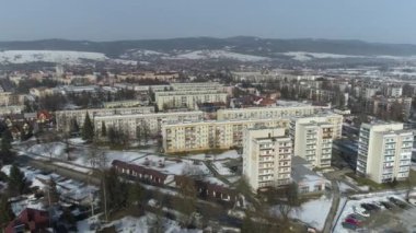 Güzel Panorama Konutları Nowy Targ Hava Manzaralı Polonya. Yüksek kalite 4k görüntü