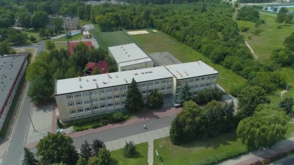 Beautiful School Belchatow Aerial View Poland High Quality Footage — Stock Video
