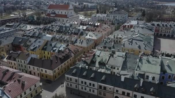 Beautiful Panorama Old Town Zamosc Aerial View Poland High Quality — Stock Video