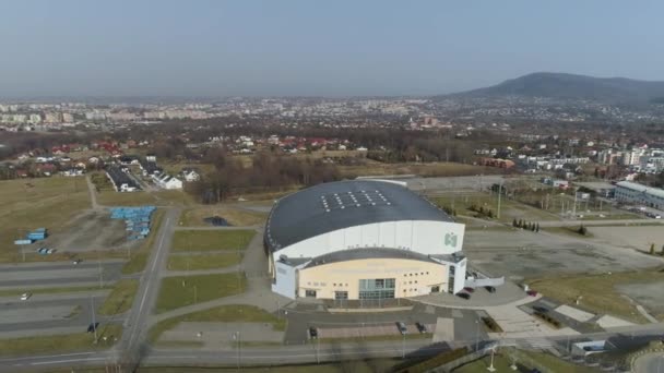 Lindas Montanhas Hall Bielsko Biala Vista Aérea Polônia Imagens Alta — Vídeo de Stock