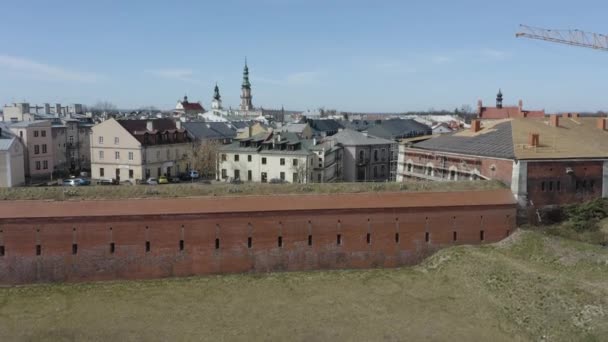 Krásné Staroměstské Zdi Zamosc Aerial View Polsko Vysoce Kvalitní Záběry — Stock video