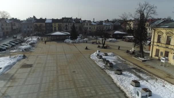 Prachtig Marktplein Downtown Nowy Targ Luchtfoto Uitzicht Polen Hoge Kwaliteit — Stockvideo