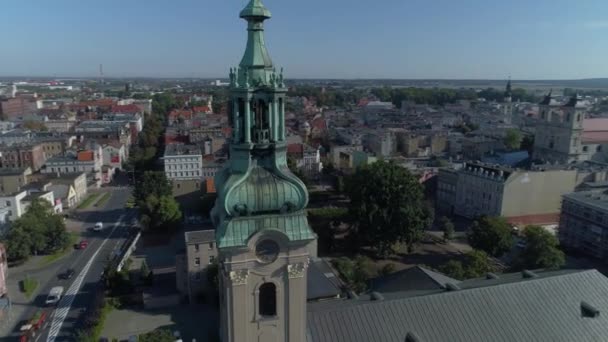 Beautiful Church Leszno Aerial View Poland High Quality Footage — Stock Video