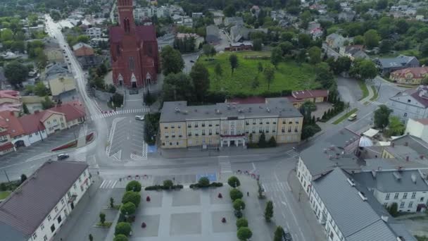 Square Councill Zgierz Pemandangan Udara Polandia Rekaman Berkualitas Tinggi — Stok Video