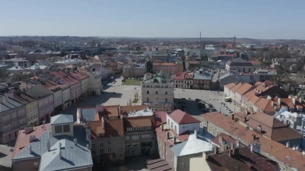 Gyönyörű Óváros Tér Jaroslaw Aerial View Lengyelország Kiváló Minőségű Felvételek — Stock videók