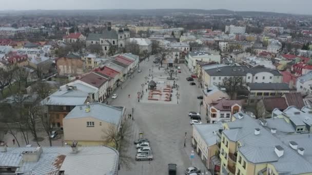 Prachtig Marktplein Downtown Chelm Aerial View Polen Hoge Kwaliteit Beeldmateriaal — Stockvideo