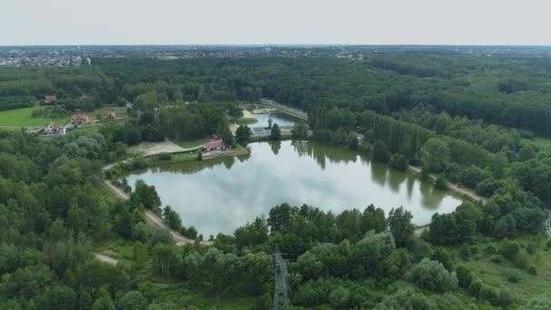 Beautiful Pond Malinka Zgierz Aerial View Poland High Quality Footage — Stock Video