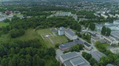 Güzel Panorama Hastanesi Zgierz Hava Manzarası Polonya. Yüksek kalite 4k görüntü