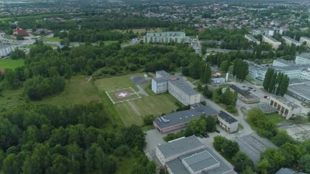 Bellissimo Panorama Hospital Zgierz Vista Aerea Polonia Filmati Alta Qualità — Video Stock