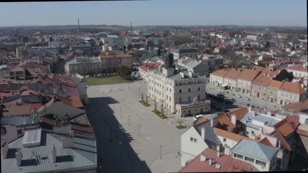 Piękny Rynek Starego Miasta Jarosław Aerial View Poland Wysokiej Jakości — Wideo stockowe