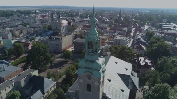 Bella Chiesa Leszno Vista Aerea Polonia Filmati Alta Qualità — Video Stock