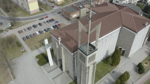 Krásná Bazilika Stalowa Wola Aerial View Polsko Vysoce Kvalitní Záběry — Stock video