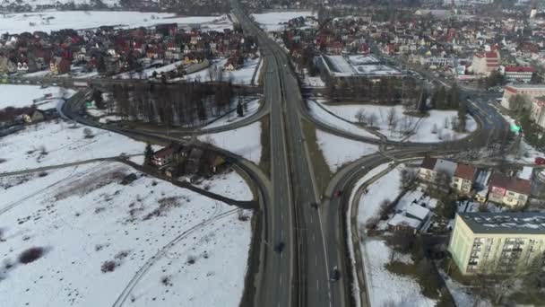 Prachtige Panorama Street Nowy Targ Luchtfoto View Polen Hoge Kwaliteit — Stockvideo