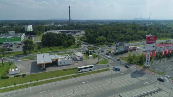 Rondo Gallery Mall Belchatow Aerial View Polsko Vysoce Kvalitní Záběry — Stock video