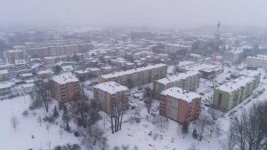 Panorama Şehir Merkezi Kar Belchatow Hava Görüntüsü Polonya. Yüksek kalite 4k görüntü