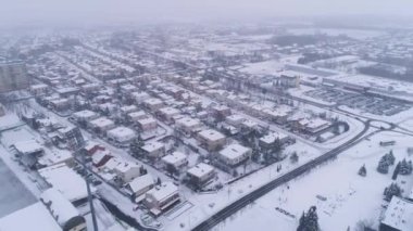 Kış Konutları Kar Belchatow Hava Manzarası Polonya. Yüksek kalite 4k görüntü